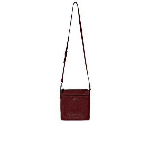 Coach Crossbody Bag With Adjustable Strap & Zipper Closure In Red Leather 59975 - Picture 1 of 13